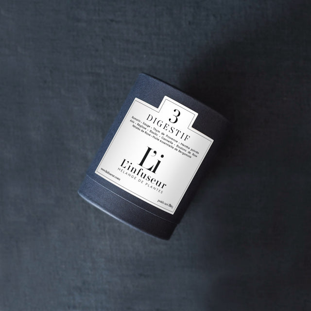 N°3 Digestif — Infusion. Without theine, the digestive infusion accompanies you all day long, from morning to evening.