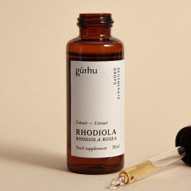 Rhodiola — Regenerate drops. Rhodiola is an adaptogenic plant, used to strengthen the body's resistance and adaptation capacities with stress or low energy, physical and emotional. 